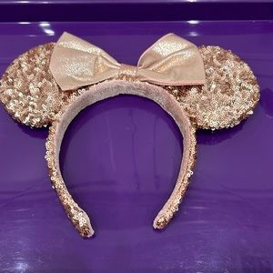 Disney Parks Rose Gold Sequin Minnie Mouse Ears Headband